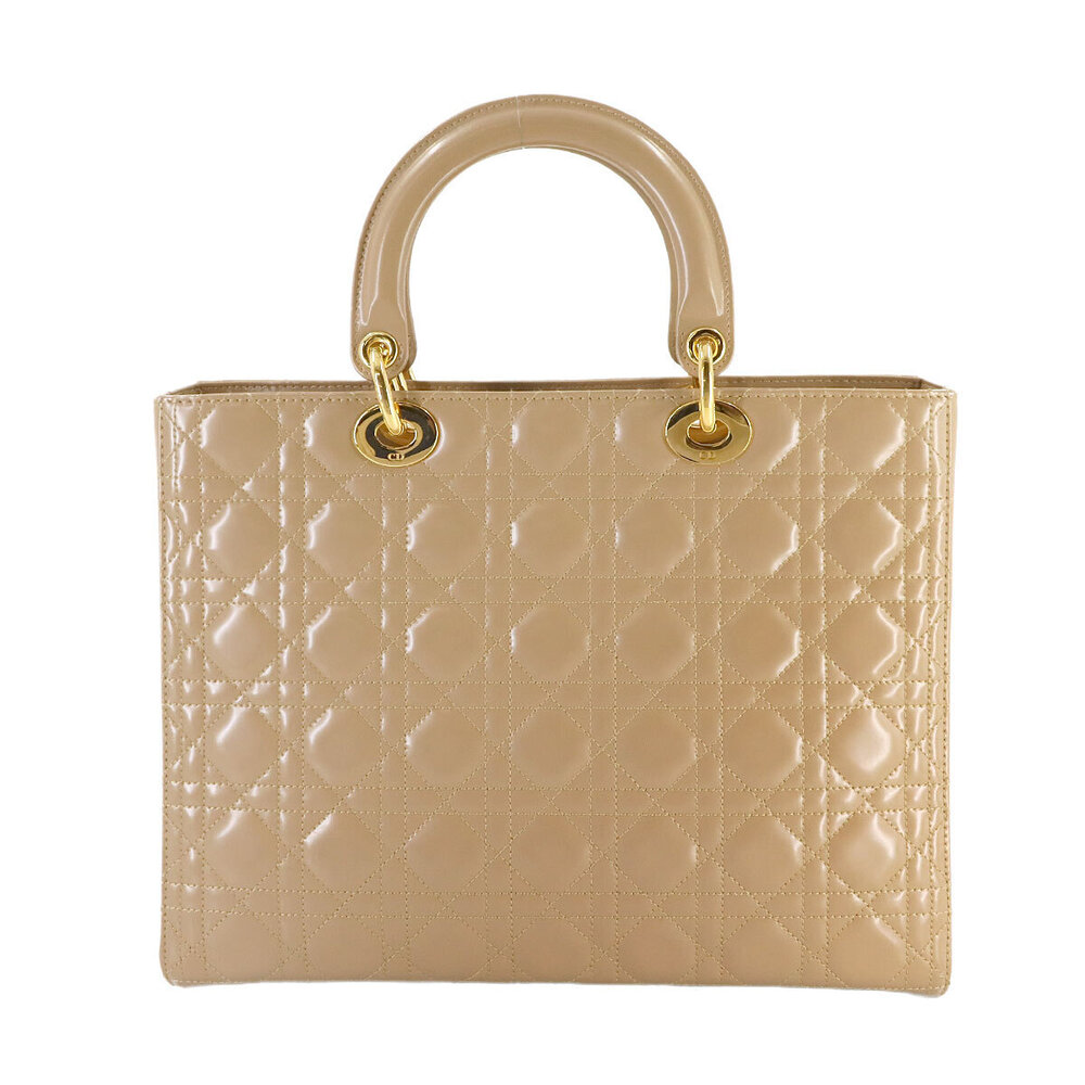 Christian Dior Cannage Lady Hand Shoulder Bag Leather Beige - Picture 3 of 8